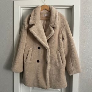 Love Riche Double-Breasted Long Teddy Coat